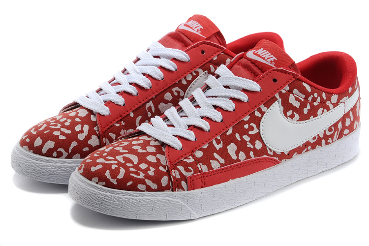 Cheetah Print Nike Blazer Low Midnight Red White Men's Shoes - Click Image to Close