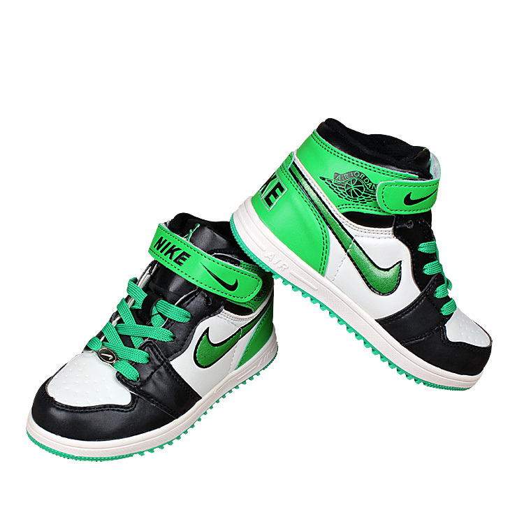 Nike Air Force High Black Green White Shoes For Kid