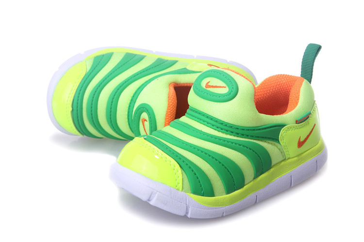 Kids Nike Dynamo Free Fluorscent Green Orange White Shoes