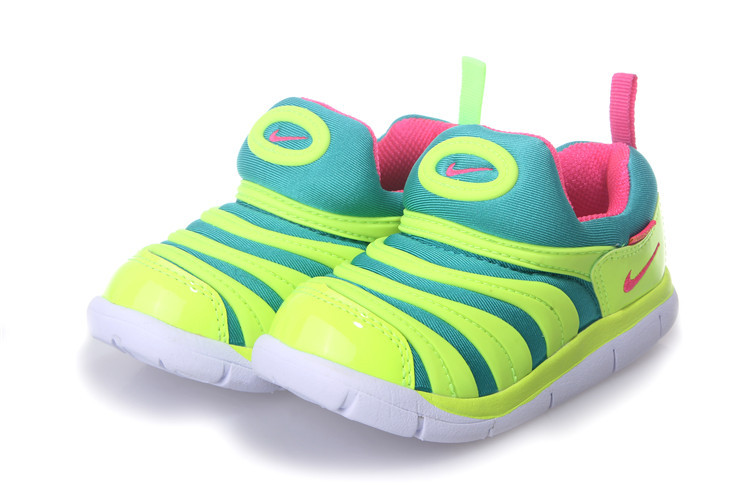 Kids Nike Dynamo Free Fluorscent Green Red White Shoes - Click Image to Close