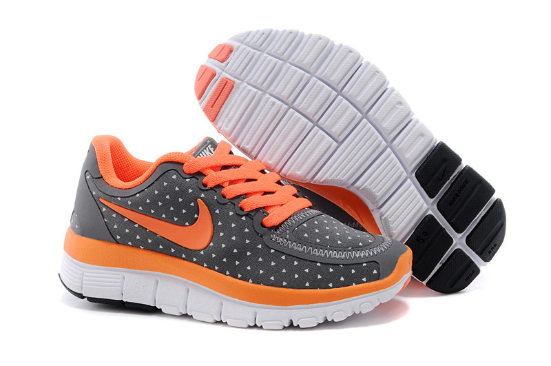 Kids Nike Free 5.0 Black Orange White Running Shoes - Click Image to Close