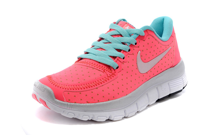 Kids Nike Free 5.0 Pink Green Running Shoes - Click Image to Close