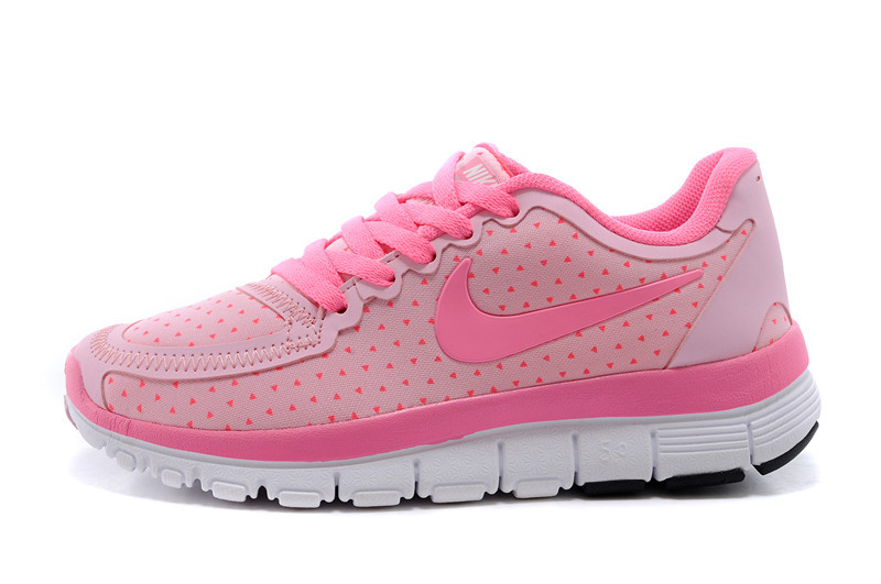 Kids Nike Free 5.0 Pink White Running Shoes - Click Image to Close