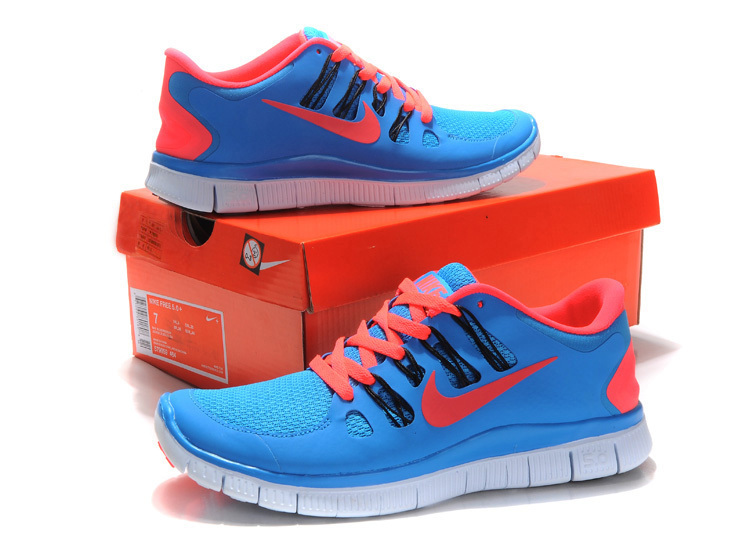 New Nike Free 5.0 Blue Pink Running Shoes - Click Image to Close