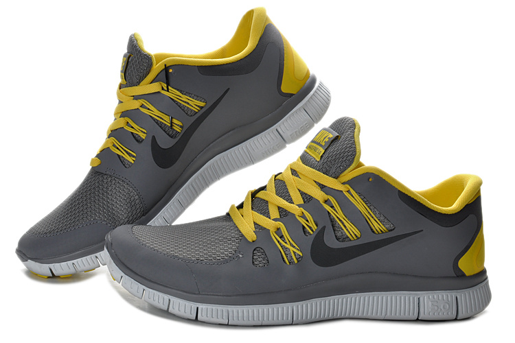 New Nike Free 5.0 Grey Yellow Running Shoes