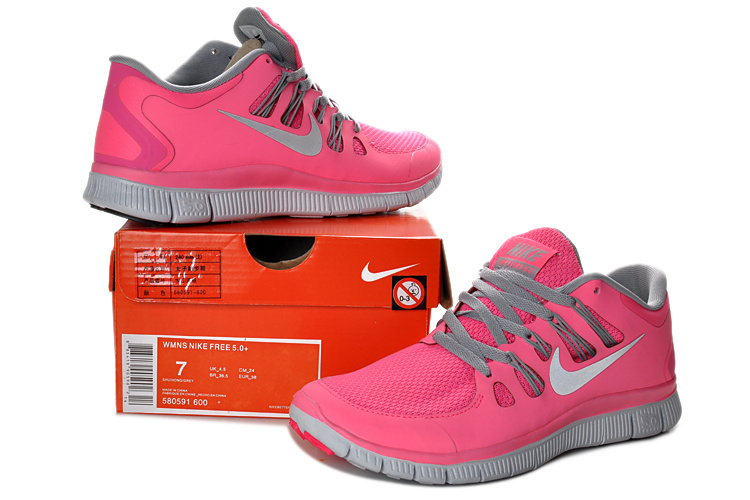 New Nike Free 5.0 Pink Grey Running Shoes - Click Image to Close