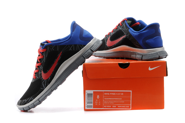 Limited Nike 4.0 V3 Colorful Black Red Blue Running Shoes - Click Image to Close