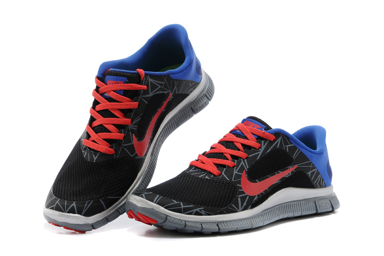 SpecialNike Free Run 4.0 V3 Coloful Black Red Grey Blue Shoes - Click Image to Close