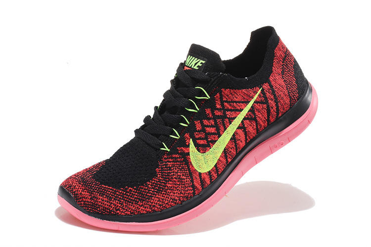 Women Nike Free 4.0 Flyknit Black Red Pink Running Shoes - Click Image to Close