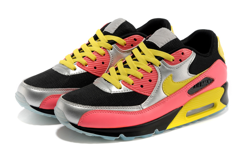 Nike Women Air Max 90 Colorful Black Silver Yellow Red Shoes