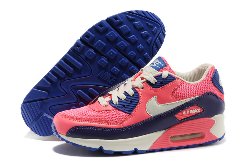 Nike Women Air Max 90 Colorful Red Blue White Shoes - Click Image to Close