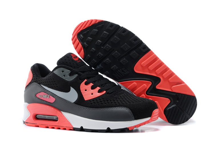 Nike Air Max 90 Knit Black Red White Shoes - Click Image to Close
