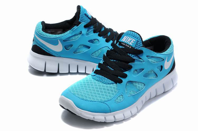 Women Nike Free Run 2.0 Blue Black Running Shoes - Click Image to Close