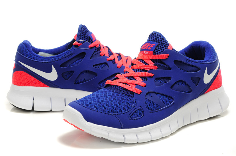 Women Nike Free Run 2.0 Blue Pink White Shoes