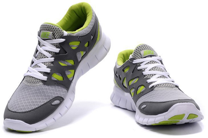Women Nike Free Run 2.0 Grey White Green Shoes