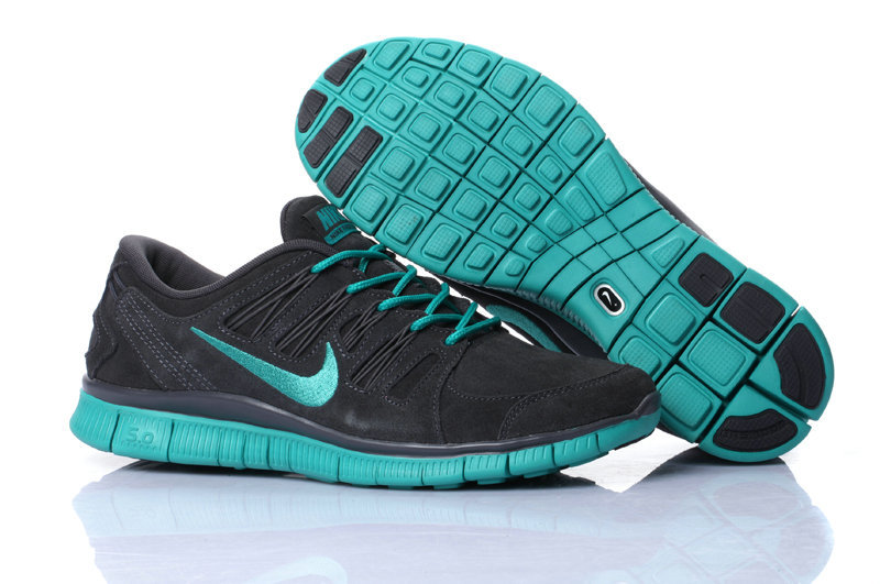 Nike Free Run 5.0 Suede Black Green Shoes - Click Image to Close