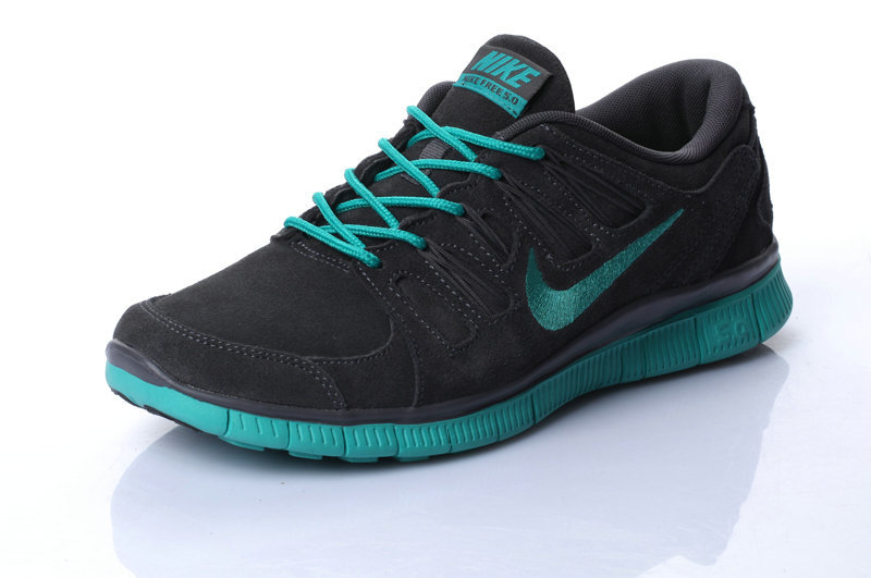 Nike Free Run 5.0 Suede Black Green Shoes - Click Image to Close