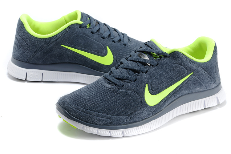 Nike Free Run 5.0 Suede Grey Green Shoes - Click Image to Close