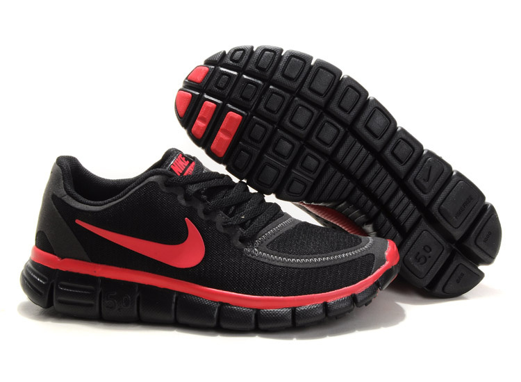 Nike Free Run 5.0 V4 Black Red Shoes - Click Image to Close