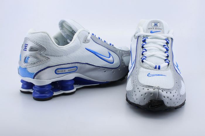 Nike Shox Monster Shoes White Grey Blue Swoosh - Click Image to Close