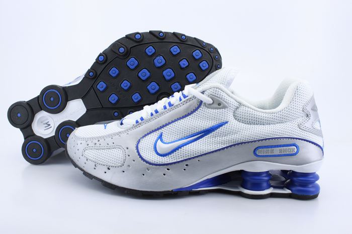 Nike Shox Monster Shoes White Grey Blue Swoosh - Click Image to Close