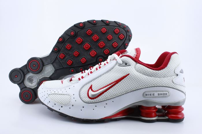 Nike Shox Monster Shoes White Red Swoosh - Click Image to Close