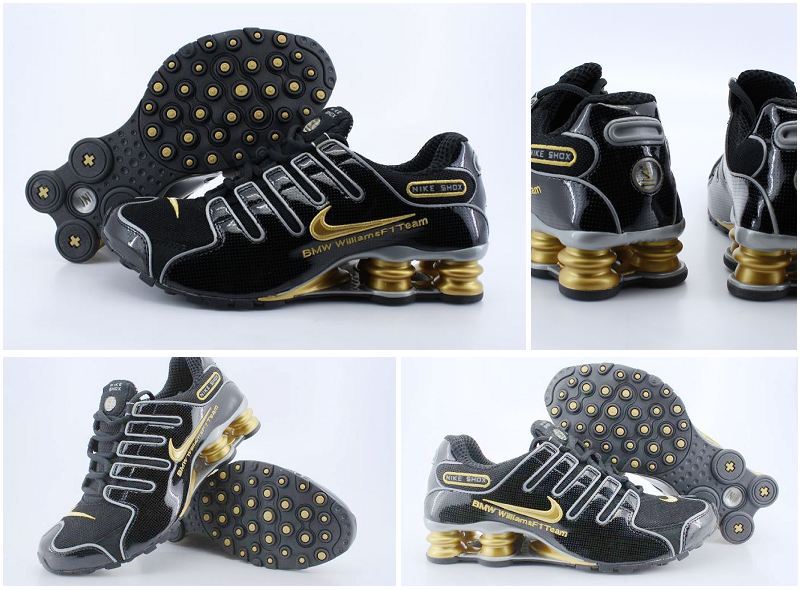 Nike Shox NZ Shoes Black Gold Swoosh