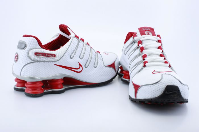 Nike Shox NZ Shoes White Grey Red - Click Image to Close