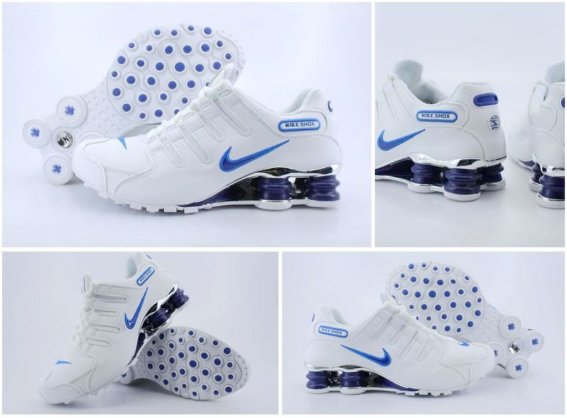 Nike Shox NZ Shoes White Light Blue Swoosh - Click Image to Close