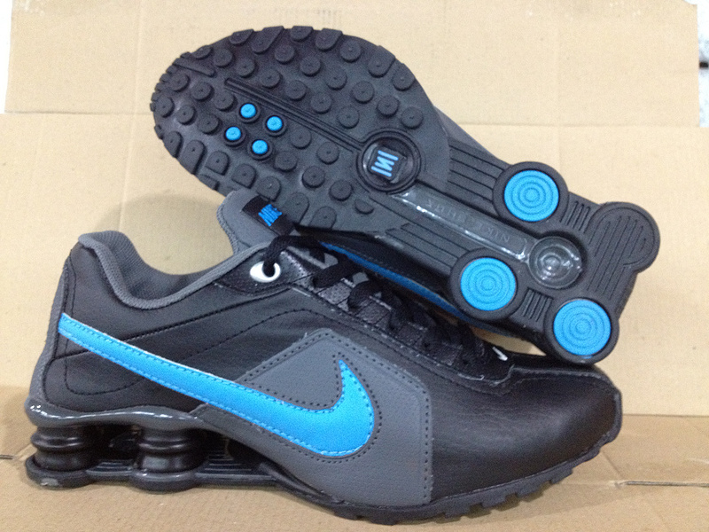 Original Nike Shox R4 Shoes Black Blue Gig Swoosh