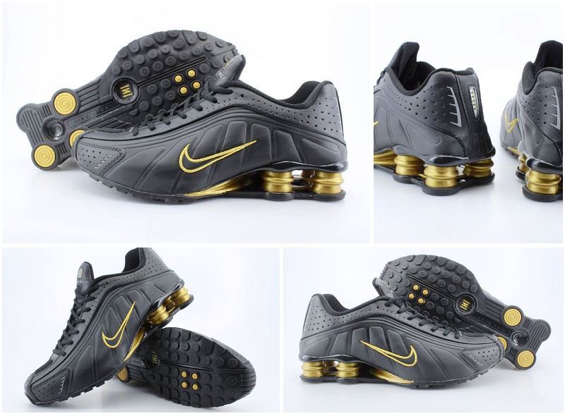 Original Nike Shox R4 Shoes Black Gold