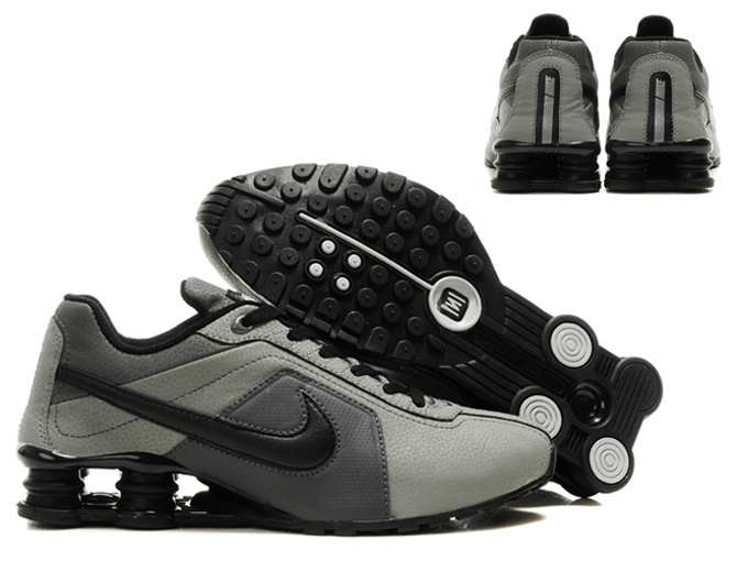 Original Nike Shox R4 Shoes Black Grey Black Big Swoosh