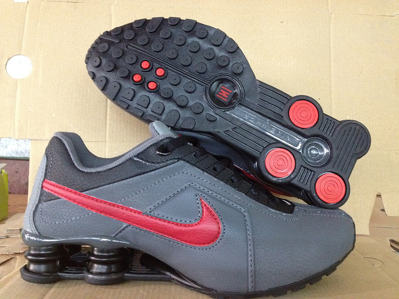 Original Nike Shox R4 Shoes Black Grey Red Big Swoosh