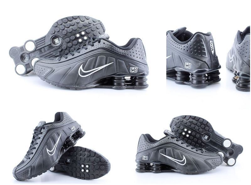 Original Nike Shox R4 Shoes Black Silver Swoosh