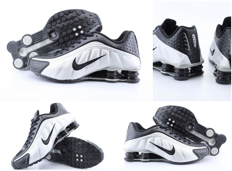 Original Nike Shox R4 Shoes Black White Black Swoosh