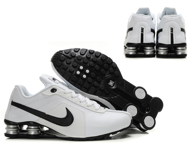 Original Nike Shox R4 Shoes Black White Swoosh