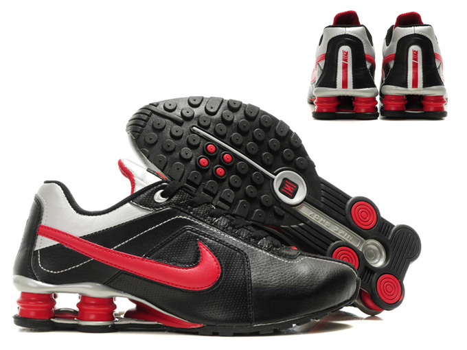 Original Nike Shox R4 Shoes Black White Red Big Swoosh