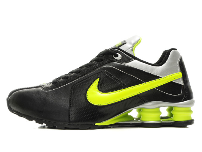Original Nike Shox R4 Shoes Black White Yellow Big Swoosh