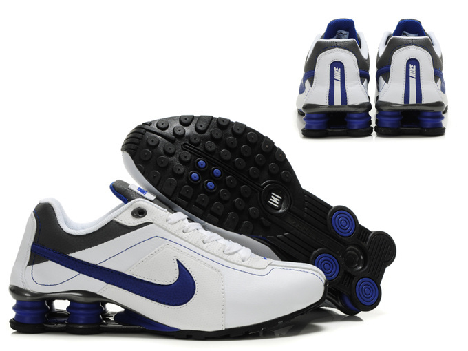 Original Nike Shox R4 Shoes White Black Blue Swoosh