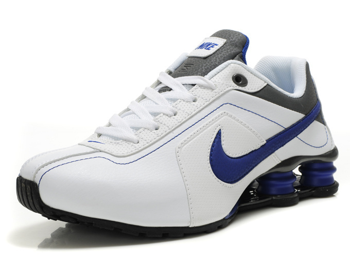 Original Nike Shox R4 Shoes White Black Blue Swoosh - Click Image to Close