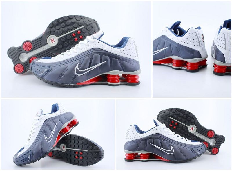 Original Nike Shox R4 Shoes White Blue Red