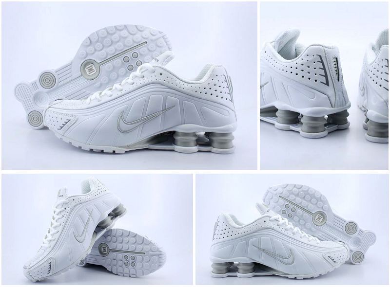 Original Nike Shox R4 Shoes White Grey Swoosh