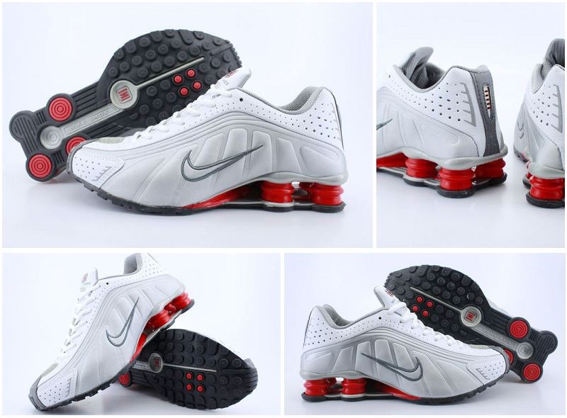Original Nike Shox R4 Shoes White Grey Red