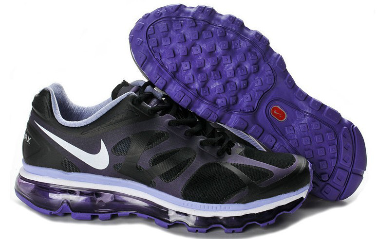 Nike Air Max 2012 Black Purple White Logo Shoes