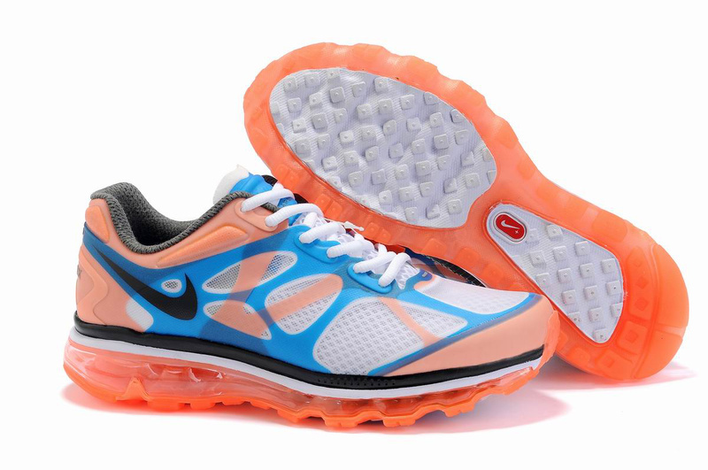 Nike Air Max 2012 White Blue Orange Black Logo Shoes