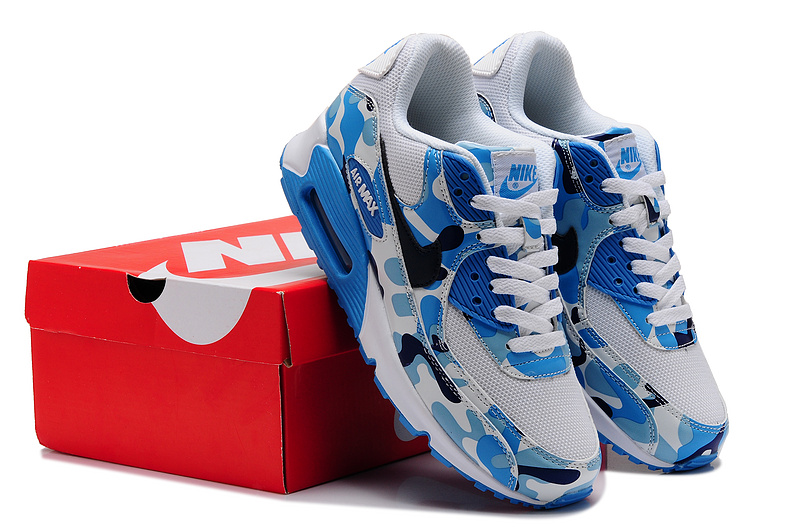 Nike Air Max 90 Blue Black White For Women - Click Image to Close