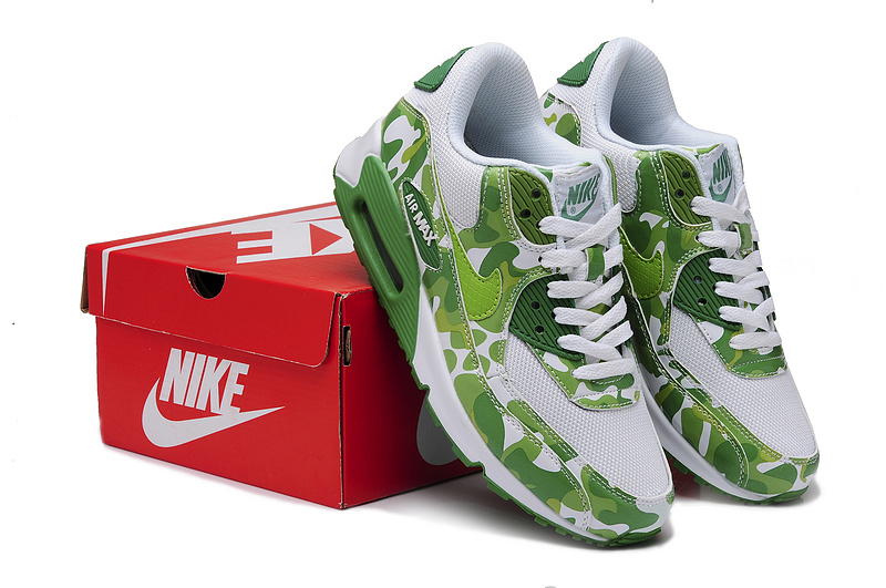 Nike Air Max 90 Green White For Women - Click Image to Close