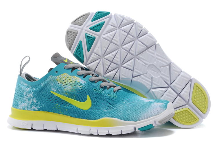 New Women Nike Free Run 5.0 Green Fluorscent Grey Training Shoes - Click Image to Close