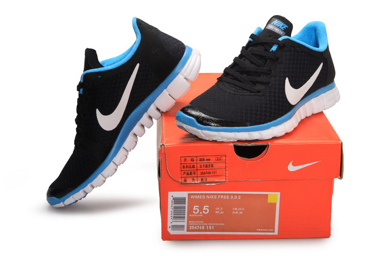 Latest Nike Free Run 3.0 Black Blue White Shoes