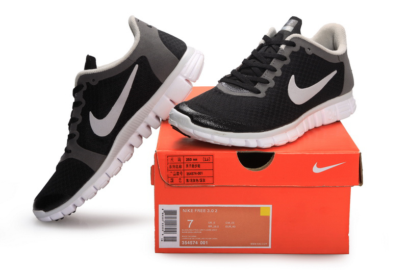 Latest Nike Free Run 3.0 Black Grey Shoes - Click Image to Close